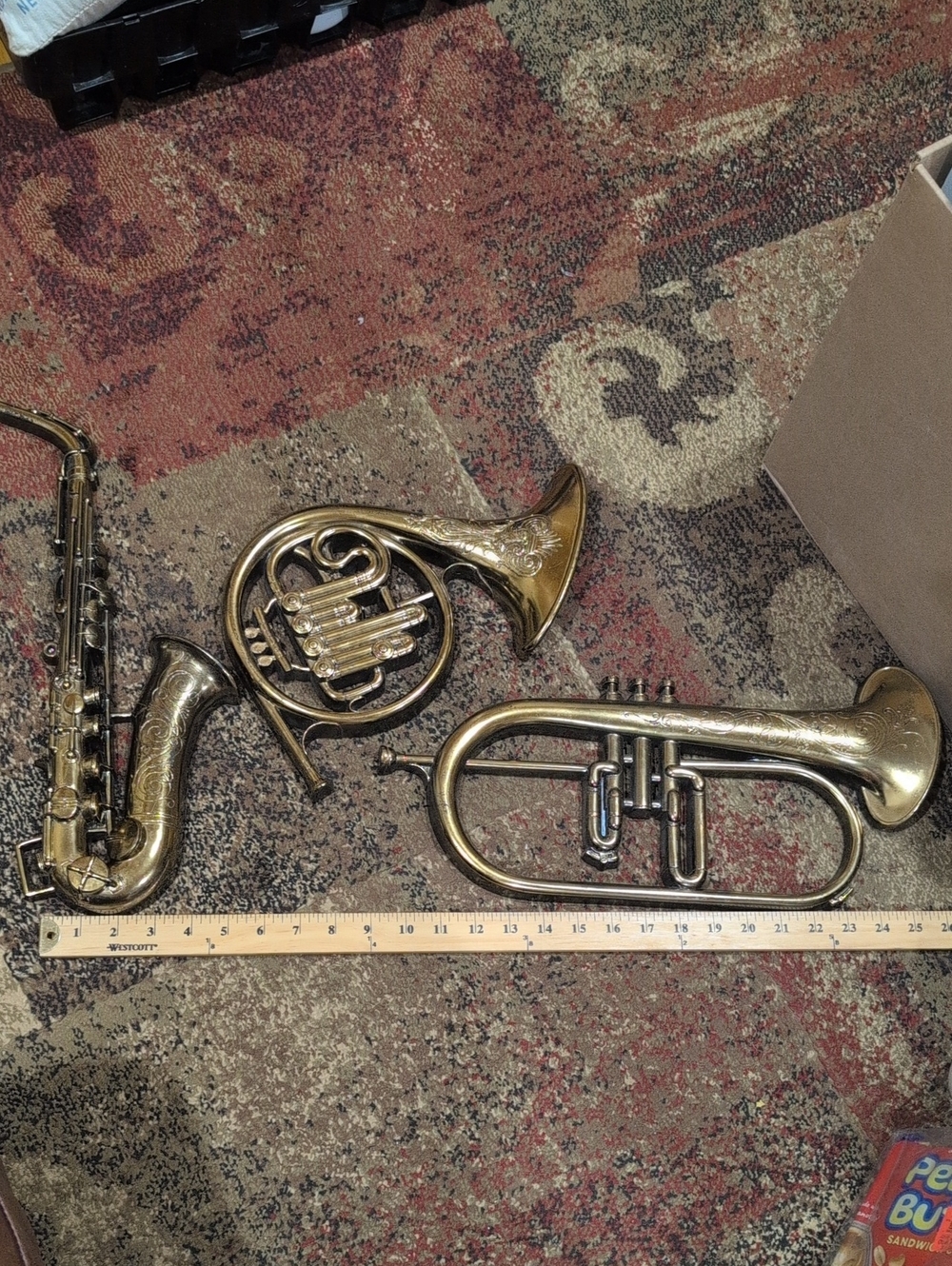 Brass Decorative Horn Trio Accent in Gold Finish.. Syroco